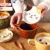 Tazze in ceramica carina tazza di gatto shiba inu tazze di caffè con la personalità del coperchio regalo cartone animato per bambini kawaii per bambini latte d'avena 230814