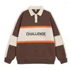 Herrpolos 2024 Spring/Autumn Unisex Korean Style Polo Shirt med brevtryck en lös och överdimensionerad avslappnad topp för trendiga män grossist