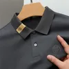 Polos masculinos designer de algodão polo shirt2023autumn lapela manga longa bordado impressão inferior camisa coreana roupas de tendência