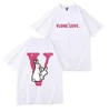 Herrkvinnor Designers T Shirts Lose Tees Fashion Brands Topps Mans Casual V Lone Shirt Luxurys kläder Polos Shorts Sleeve Clothes White Blue Pink MJ9