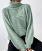Women's Sweaters Winter Fashion Oversized Knitted Turtleneck Nylon Cotton Women Musically Sweatshirt Rib Collar Tunic Sweater