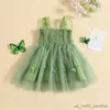 Abiti da ragazza per bambini Abito principessa Casualmente Casual Sequestro Casetto Mesh Tulle A-Line Abito da festa per Weach Party Wear Summer Clothing R230815