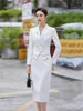 Dwuczęściowy sukienka damska 2023 w białym marynarce z koszulami 2 sztuki zestawy garnitury eleganckie biurowe panie formalne sukienki biznesowe