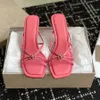 Hochwertige Love Crystal Stiletto-Absatz-Sandalen, Damen-Pantoletten, Slipper, Stiletto-Absätze, Designer-Kleider-Slipper, Büroschuhe, 7 cm, mit Box, Rosa, Weiß