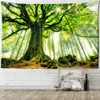 Gobelin Green Nature Forest Tobestry Wiszący Tree Tree Landscape salon sypialnia Hippie Artist House Dekor R230815