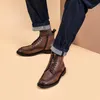 Bottes en cuir véritable pour hommes, chaussures d'affaires décontractées, de luxe, élégantes, Style britannique, styliste, mariage, Social, 230814