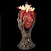 Nieuwe items Rode Anatomical Heart Tree met Greenman Trunk Statue Figurine Gothic Ornament Crafts Sculptuur voor Halloween Home Decoratie J230815