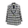 Damenanzüge Blazer Korean Fashion Plaid Tweed Frauen Herbst Vintage Doppelbrust gesteppte Baumwollanzug Jacke Elegant Lady Chic Coat 230815