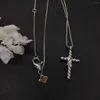 قلادة قلادة David Y Jewelry 925 Cable Silver Cable X Cross Necklace 2023 StylePendientes