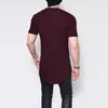Men's T Shirts Men T-shirt Solid Color Round Neck Slim Fit Mid Length Short Sleeves Irregular Hem Thin Summer Top Clothes Roupa Masculinos