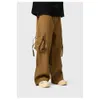 American High Street Cargo Pants Men's Street Hip-hop Fashion Label Multi Pocket Functional Wide Leg Straight Tube Harun Trousers