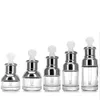 20 30 40ML Empty Refillable Upscale Clear Glass Bottle Essential Oil Elite Fluid Cosmetic Jar Container Vial with Glass Pipette Eye Dro Ofpx