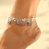 Bracelets de cheville 2023 nouveau turc mauvais œil bleu charme bracelet de cheville pour les femmes bohème été Beh oeil perle pied cheville femme pieds nus bijoux cadeau J230815
