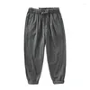 Мужские брюки Японский тонкая прямая трубка дышащая повседневная повседневность для свободного модного ретро -ретро крупноразмерные молодежный пляж