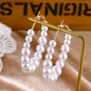 후프 귀걸이 여성의 모방 진주 원 한국 패션 골드 컬러 라운드 흰색 큰 귀 반지 웨딩 쥬얼리 선물