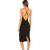 Vestidos casuais temperamento do verão Black Hollow Decorative Ring Sexy Suspender Dress Dress