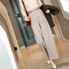 Women's Pants 2023 Belt Elegant Casual High Quality Trousers Waist Woolen Wide Leg Autumn Winter Loose Women Straight