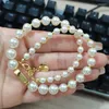 Link armbanden 2023 Fashion sieraden voor vrouwen Bracelet Pink Pearl roestvrij staal hoogwaardige feestaccessoires Verjaardagsgeschenk