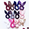 Acessórios para o cabelo Mulheres meninas Veet Bunny Orezes Elastic Rancy Ties Ponytail Rabbit Bands Hairs Children Scrunchy C5932 Drop Datch Baby Dhdy8