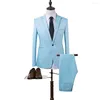 Men's Suits Men Slim Fit Pants Set Stylish Business Suit Lapel With Pockets For Spring Autumn Office Solid Color