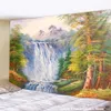 Arazzi 3d Forest Waterfall Wall muro appeso naturale paesaggio hippie tavolo tavolo arredamento per casa stoffa R230815