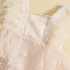 Girl's Dresses 0-24M Newborn baby Girl Clothes Sleeveless Feather Patchwork Romper Summer Sweet Princess Jumpsuit Dress Outfit R230815