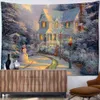 Tapestries Christmas City Painting Tapestry Wall Hanging Hippie Christmas Festival Art Bedroom Living Room Home Decor