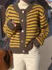 Kadınların Sweaters Ggright Sueter Vintage Contage Striped Örme Kazak Hardigan Hiver Truien Dames Woemn için Kış Giysileri 2023 hırka