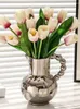 Vases French Style Handle Vase Ceramic Decoration Living Room Bedroom