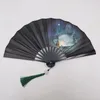 Decorative Figurines Chinese Style Silk Fan Folding Wedding Art Gift Dance Hand Held Vintage Bamboo Flower Decoration