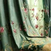 Tende tende in velluto verde di lusso per la camera da letto per soggiorno ricamato a floreale di tulle ricamato a trasporto Forera Trattamento della finestra R230815