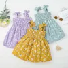 Robes de fille enfants filles tenue décontractée été imprimé floral sans manches dos nu robe plissée enfants décontracté vêtements de fête