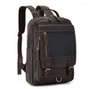 Backpack Brown A4 Thick Durable Top Grain Genuine Crazy Horse Leather 14'' Laptop Women Men Travel Bag Vintage Highend M6588