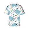 Camisas casuales para hombres lindos elefantes para hombre hawaiian manga corta botón de playa floral tropical