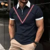 Mens Polos V Embroidery Polo Men Casual SHORT STEVE DESIGN SHIRT TSHIRT TOPS Summer Lapel Zipper 230815