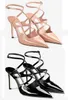 Lyxdesigner kvinnor formella skor stiletto häl läder rem patent läder spetsig tå läder bröllop party lady commanna bekväma skor eu35-43 dammväskor