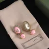 Diseñador de encanto nuevo verano estilo royal style rosa precisión artesanía con incrustaciones con material de latón de diamante de diamantes Pendientes de moda para mujeres