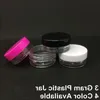 Barattolo campione vuoto trasparente da 3 grammi Forma rotonda 3ML Crema cosmetica per il viso Vasetti di plastica trasparente Contenitore regalo Coperchio trasparente bianco Tmwhe