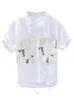 Herren lässige Hemden Sommer Kurzarm Shirt Cotton Leinen japanische Mode vielseitiger Druck personalisierter Patchwork Loose Mantel