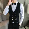 Mens Vest Dubbelstaatige waistcoat mannelijke prom party disco ober kleding casual slanke fit jurk voor smoking gilet homme heren