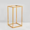 tall gold rectangle metal frame table flower stand for wedding centerpieces decoration Ocean express Rail Truck Fclko