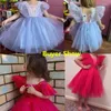 Girl Dresses Summer Children for Girls Elegant Wedding Bridesmaid Worchless Bow Tulle Evening Party Gown Bid Kids Princess Costume