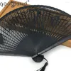 Decorative Figurines 1pcs High Quality Black Chinese Folk Bamboo Joint Leaf Carved Folding Hand Fan Wedding Gift