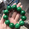 Strand Natural Green Jade Bracelets Handcarved Beads Jasper Jadeite Bracelet Men Emerald Bangles 18mm Jewelry Accessories