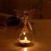 Mum tutucular 1 adet sevimli melek cam kristal asılı çay ışığı tutucu ev dekor mumlestick oda aile aksesuarları