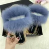 Slippers Slippers Woman Real Fur Sandals Summer Luxury Crystal Fluffy Slippers Ladies House Slippers 2022 Female Flats Flip Flops Slides X230519