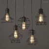 Pendant Lamps Iron Small Cage Industrial Chandelier American Country Bar Retro Living Room Cafe