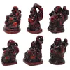 Decoratieve beeldjes Chinese Feng Shui Rosewood 6 Small Laughing Buddha Figurine C1024