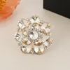 Luxury Ins Big Flower Green Crystal Rings for Women Feminino Feminino de Bridal Wedding Party Open Deding Rings Jewelry Gift