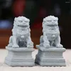 Dekorative Figuren 2pcs Lion Statue Feng Statuen Shui Foo Guardian Dogs Mini Steindekor Chinesische Desktop Schmuck